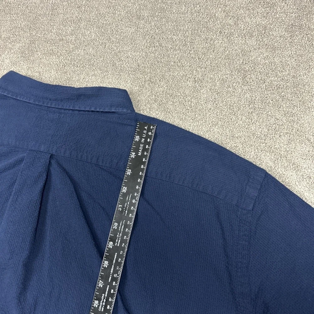 Polo Ralph Lauren Seersucker Shirt Mens 4XLT Untucked Fit Navy Button Up Pony